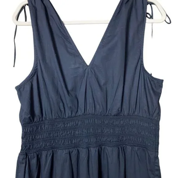 Old Navy Fit & Flare Sleeveless Tie-Shoulder Smocked Maxi Dress Size L New Black - Picture 9 of 13